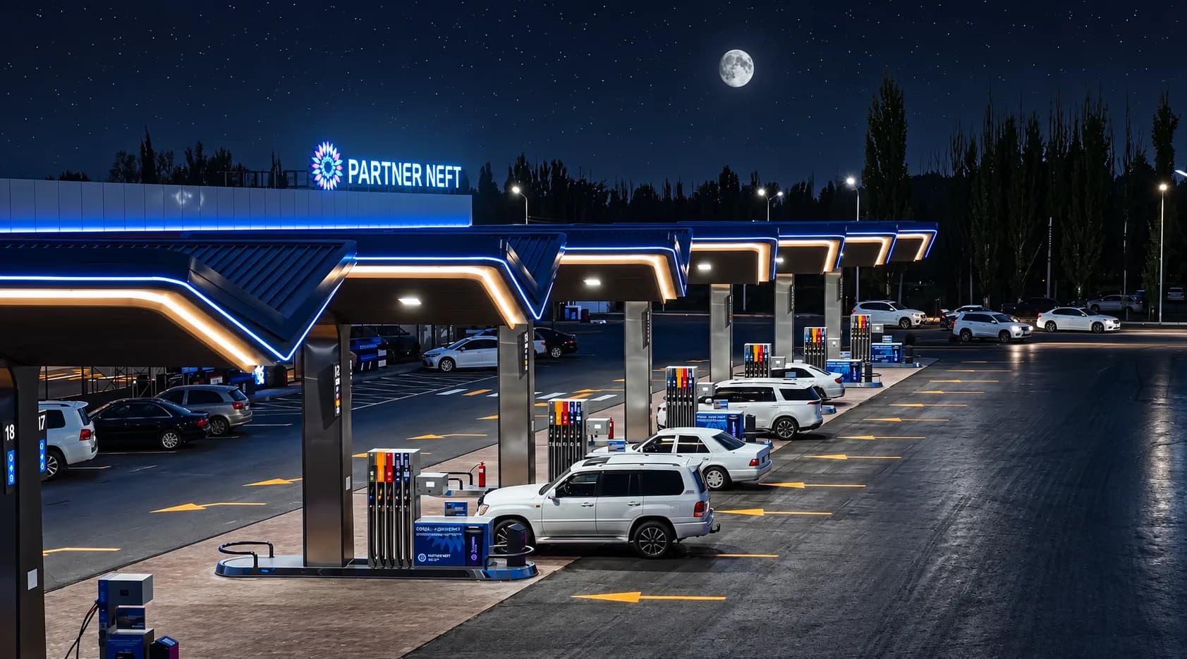 АЗС Партнёр Нефть ночью
